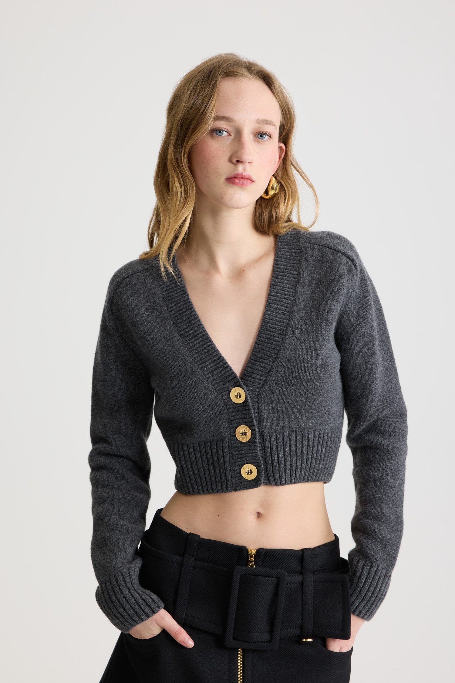 Patou KN277 cardigan court laine cachemire Mercury