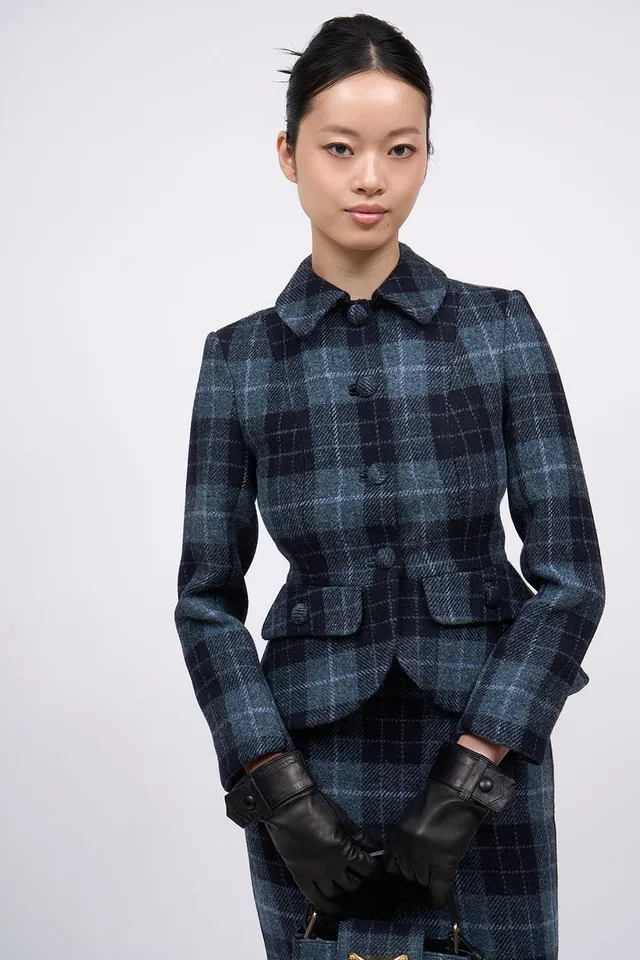 Paul & Joe Celimene veste cintrée laine indigo Harris Tweed