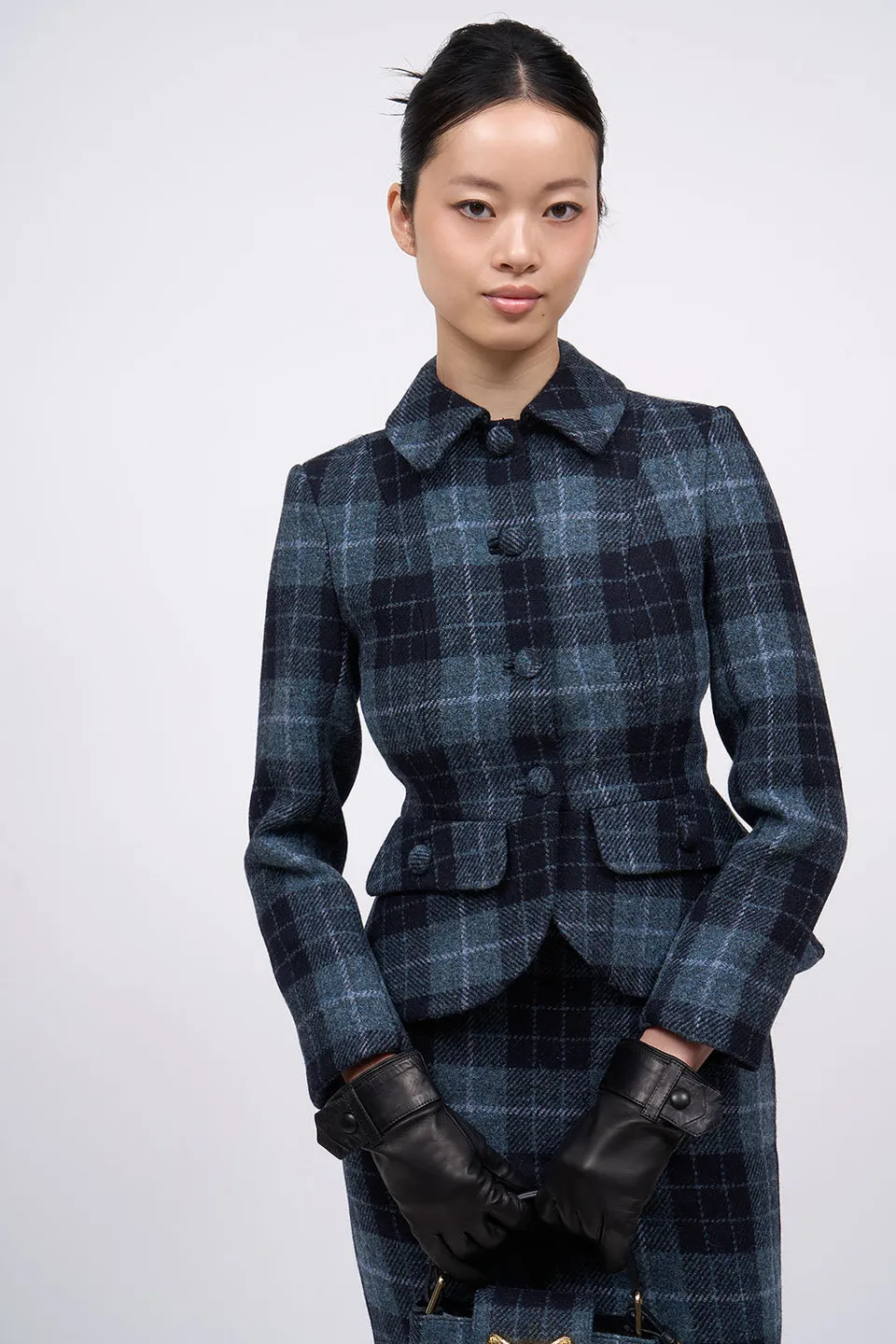 Paul & Joe Celimene veste cintrée laine indigo Harris Tweed