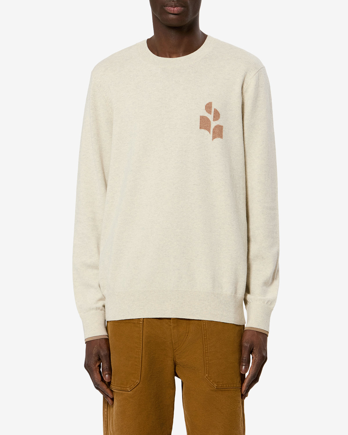 Isabel Marant Antea PU0874 pull gris-camel coton laine logo
