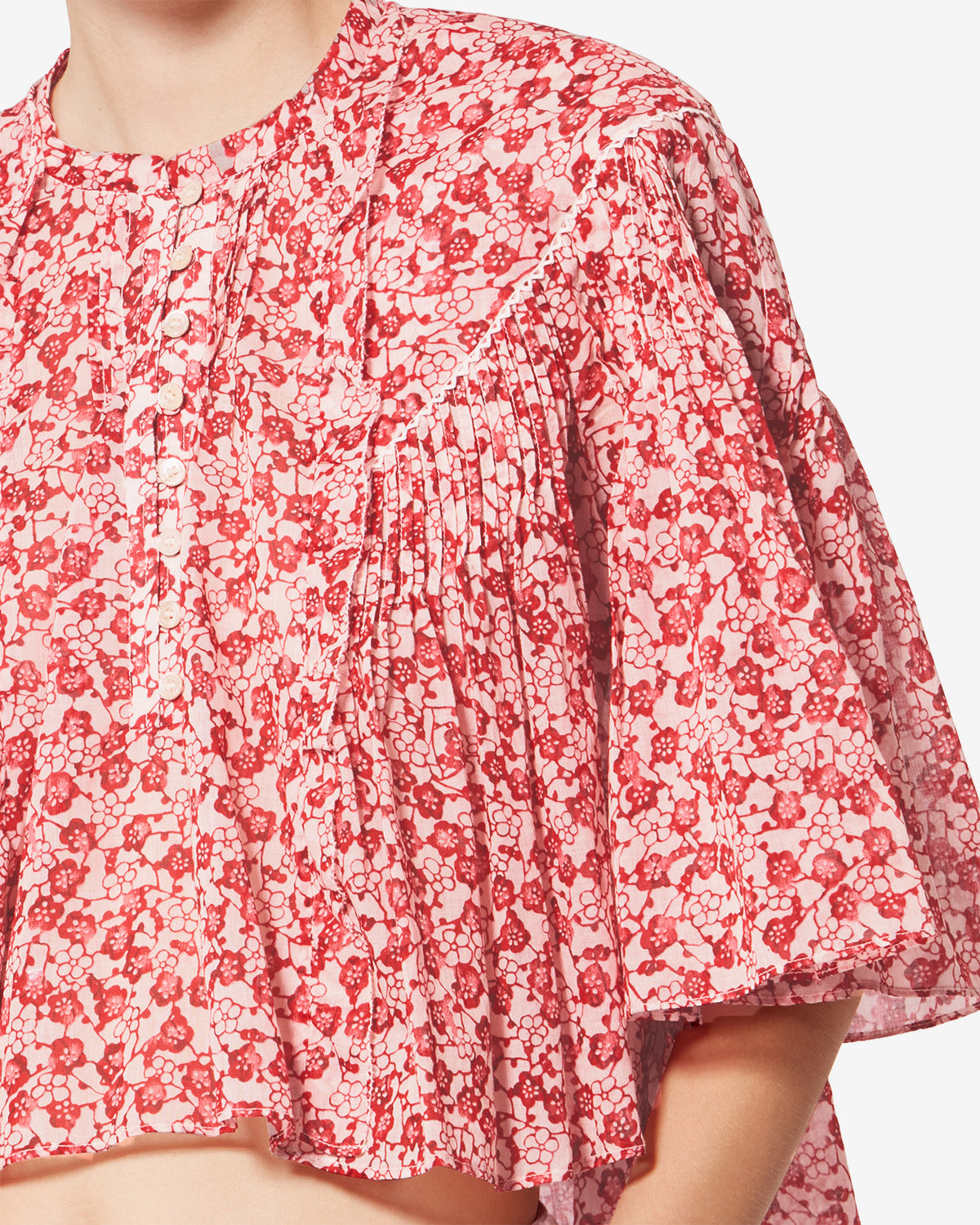 Isabel Marant Veelia top voile coton rouge coupe evasee