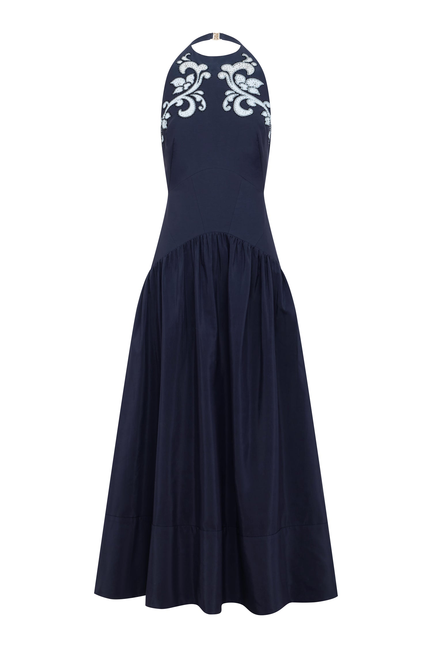 Alemaïs Dillon robe longue halter appliqué perlé