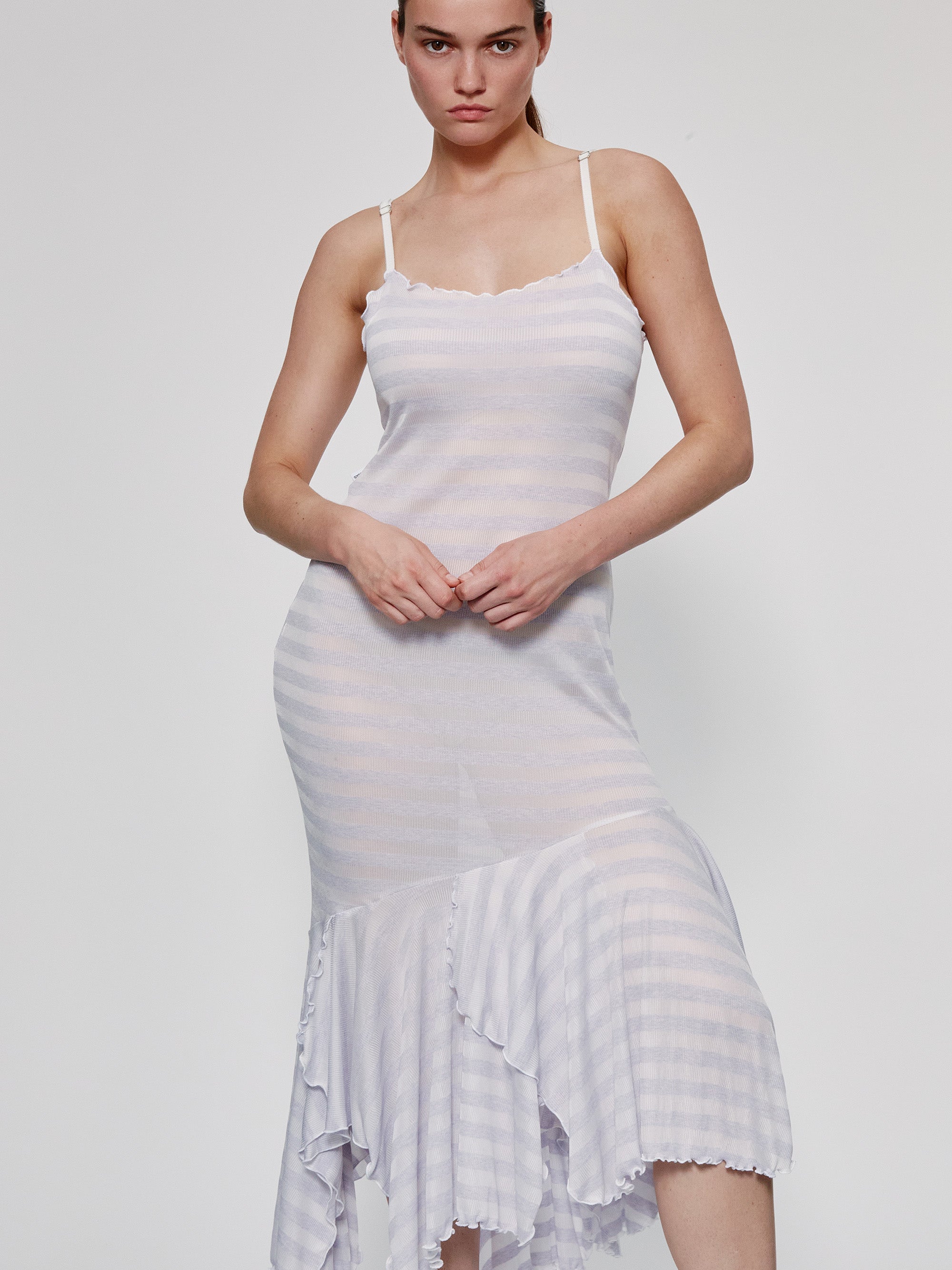 Ester Manas Easy Dress robe bretelles lilas blanc