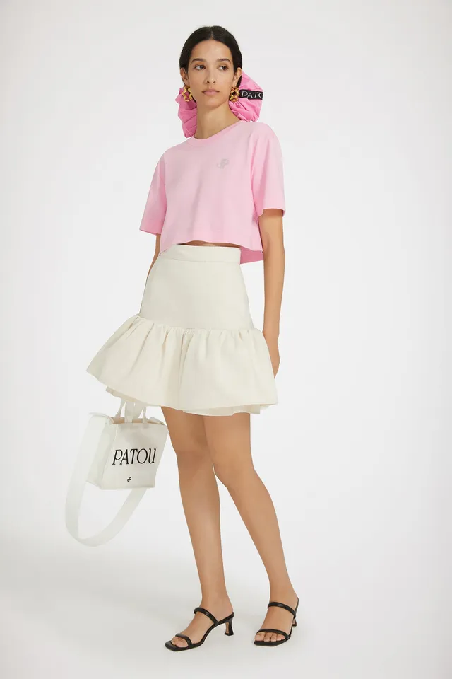 Patou JE116 T-shirt crop rose coton bio cristal