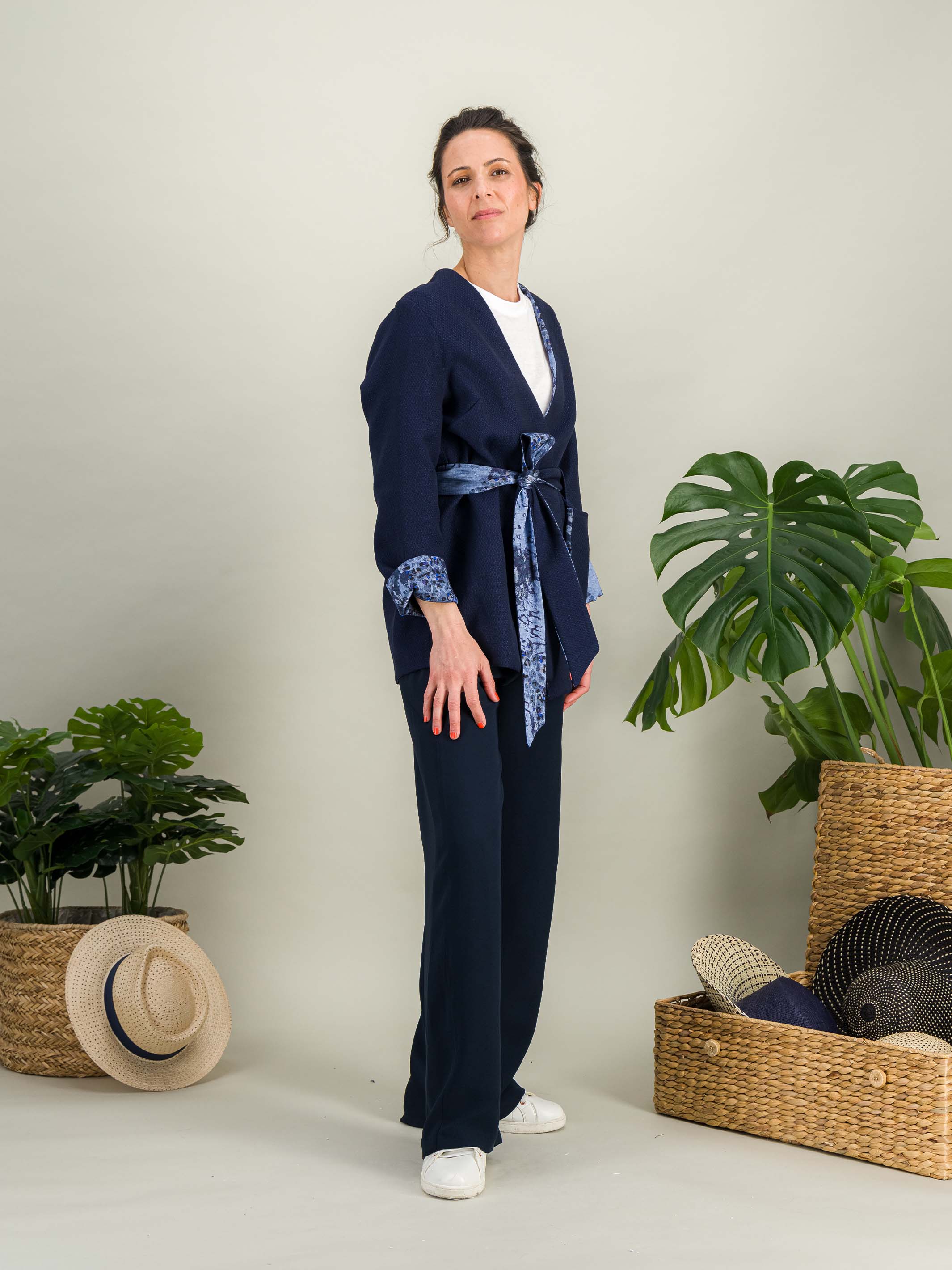Anahide Saint André Hana veste kimono réversible laine S