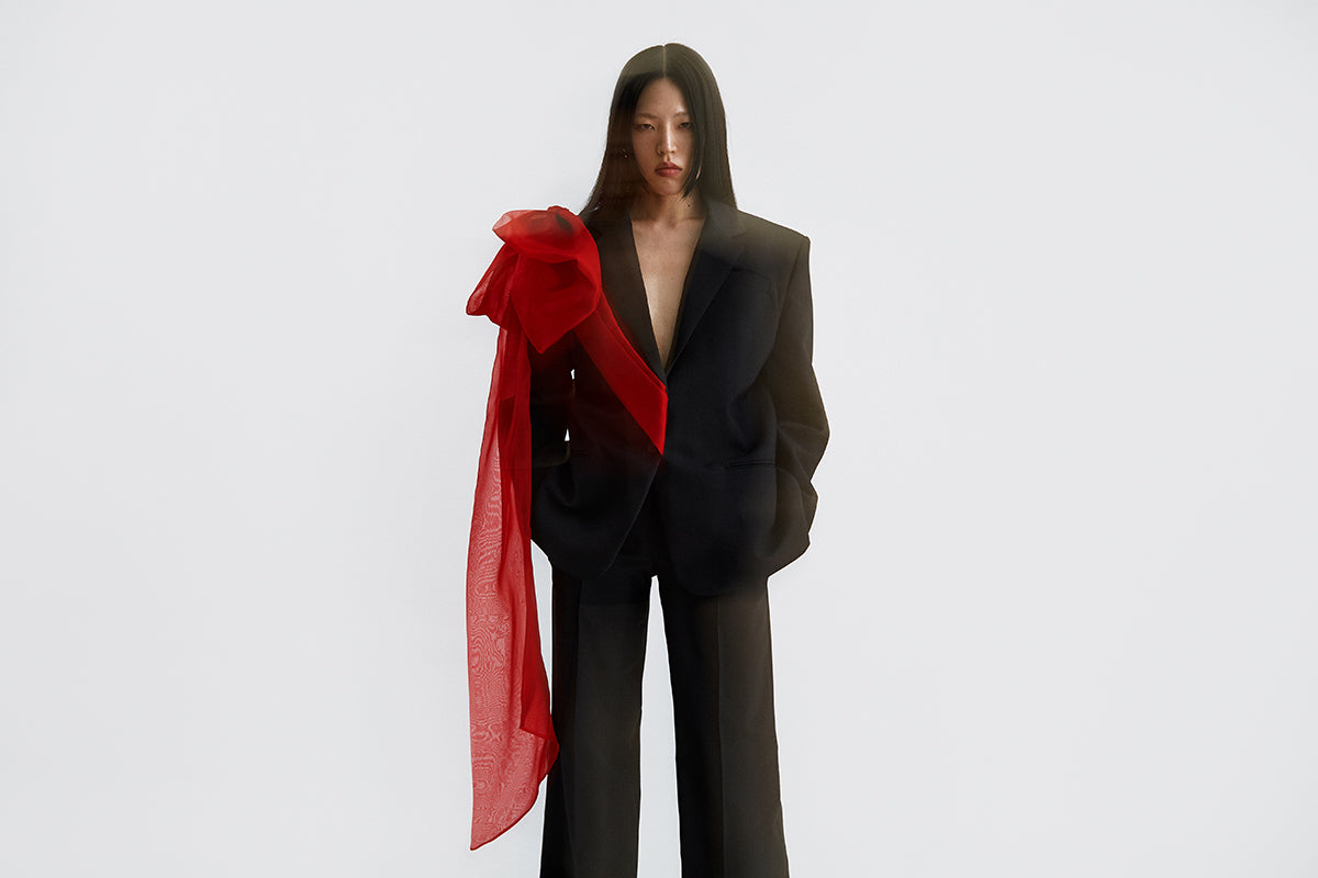 ATU Body Couture Scout Blazer veste noir nœud rouge laine