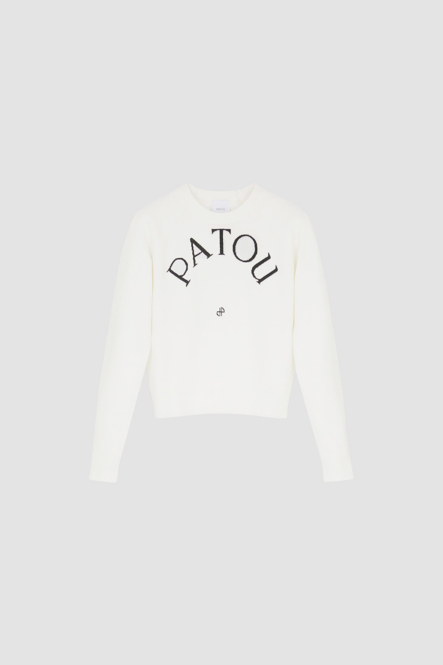 Patou H22KN1108045001W pull laine blanc col rond logo
