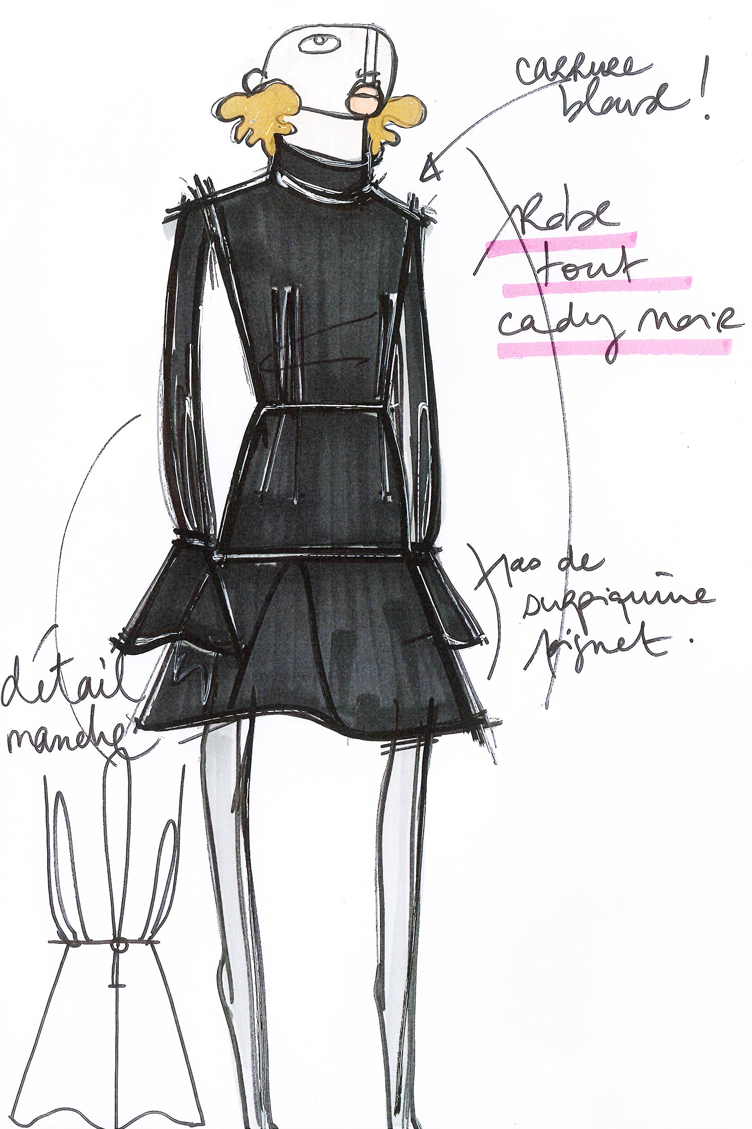 Patou DR064 mini robe cady noir col montant 34-44