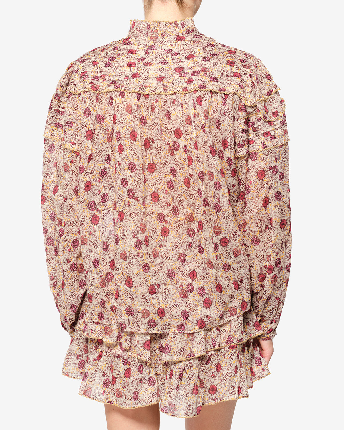 Isabel Marant Doane HT0914FA blouse voile coton écru-framboise