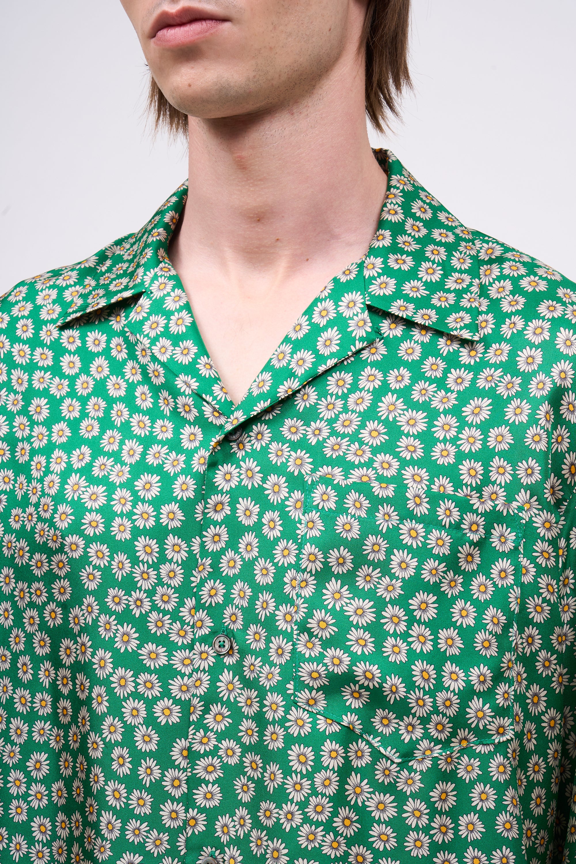 Paul & Joe Erika chemise homme soie vert marguerites