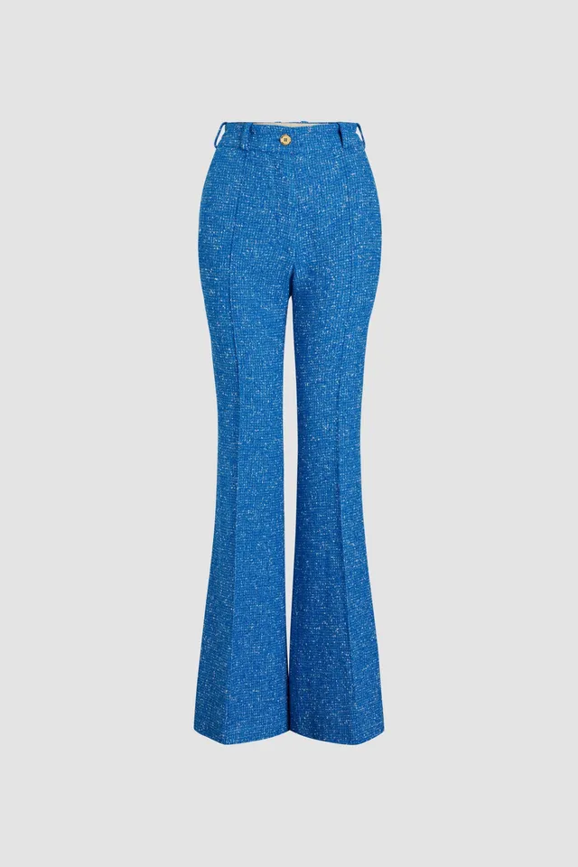 Patou TR042 pantalon évasé tweed laine bleu Victoria 34-44