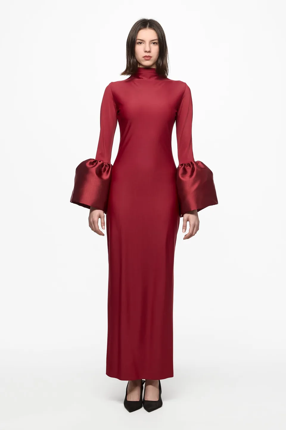 ATU Body Couture High Neck Midi Dress robe bordeaux S