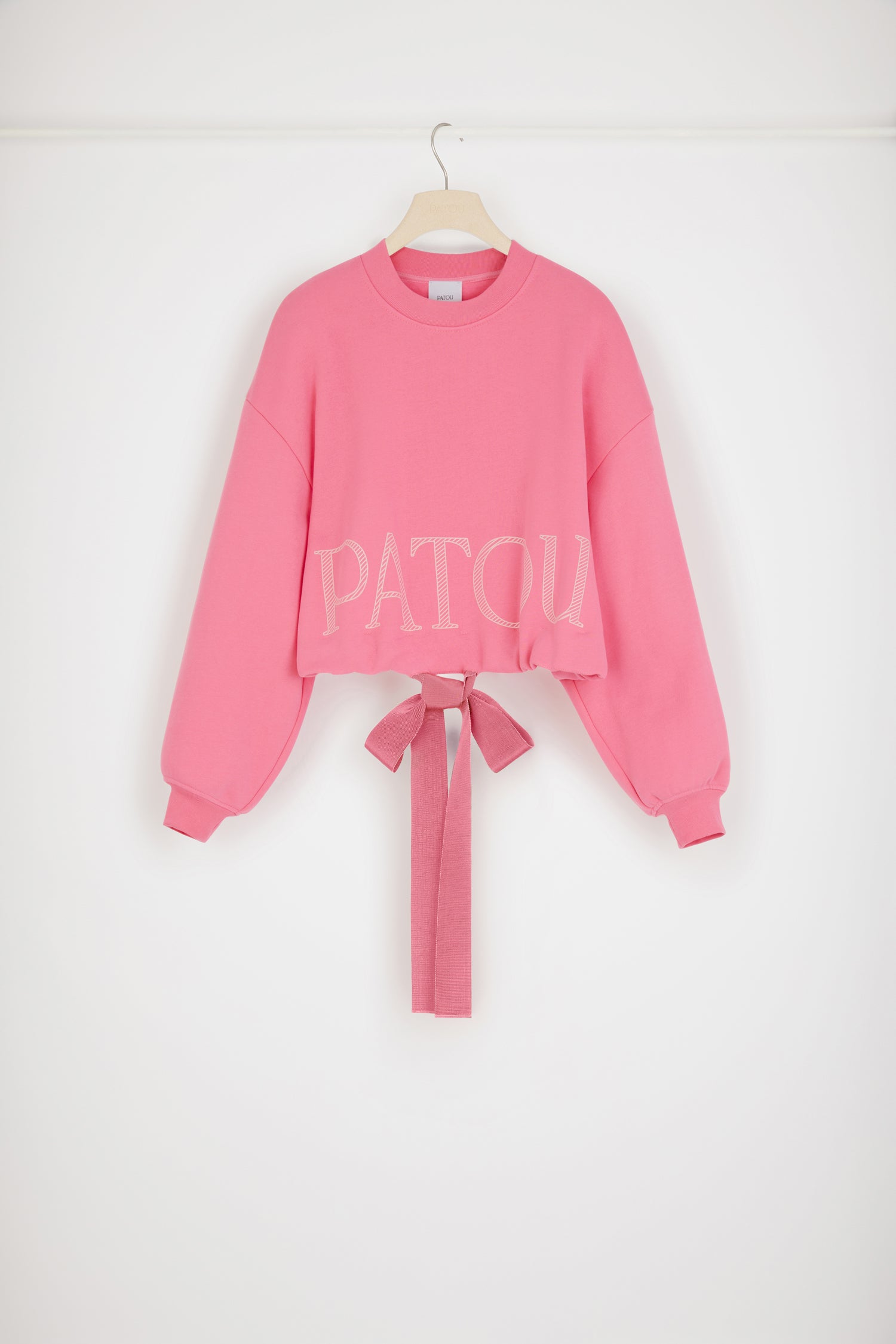 Patou Sweat Cropped Coton Bio Rose JE054 Cordon