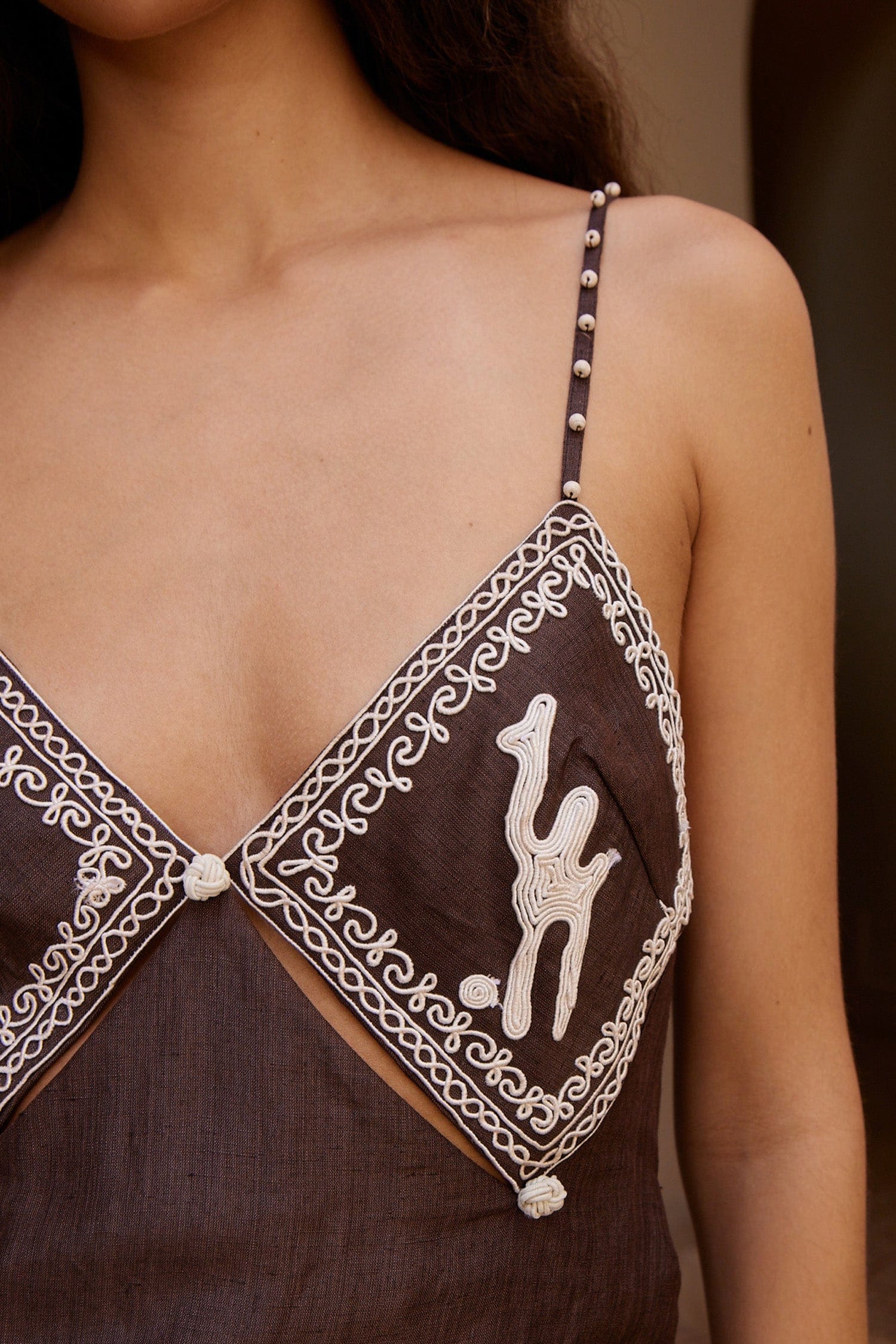 Alemaïs Leandra Corded Cami Top caraco ramie brodé