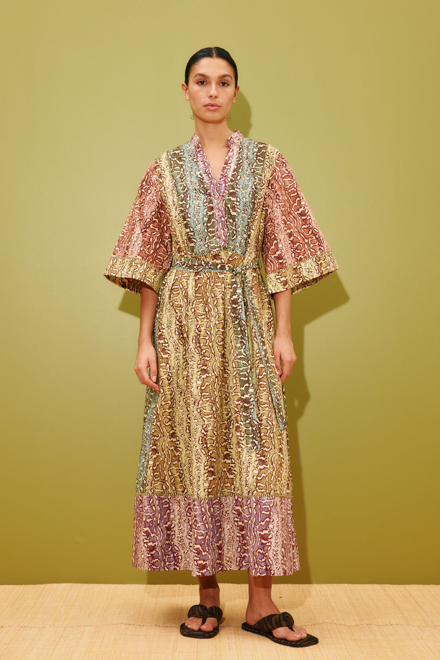 Alemäis Varna robe midi coton bio col V ceinture