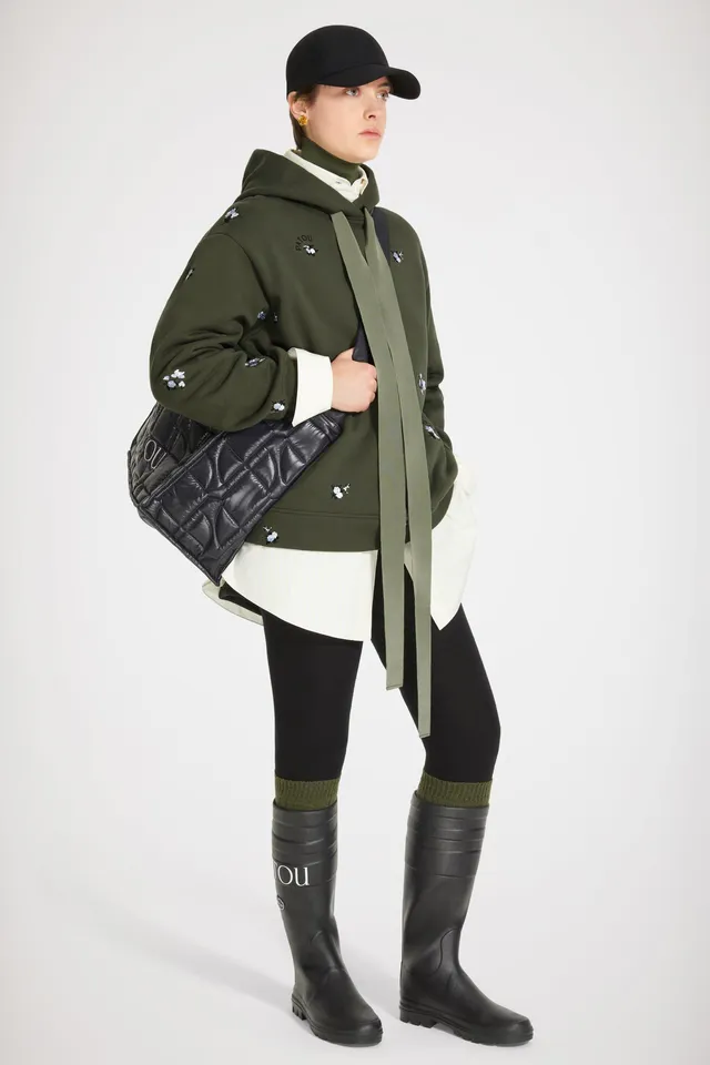 Patou JE053 sweat à capuche coton bio kaki brodé