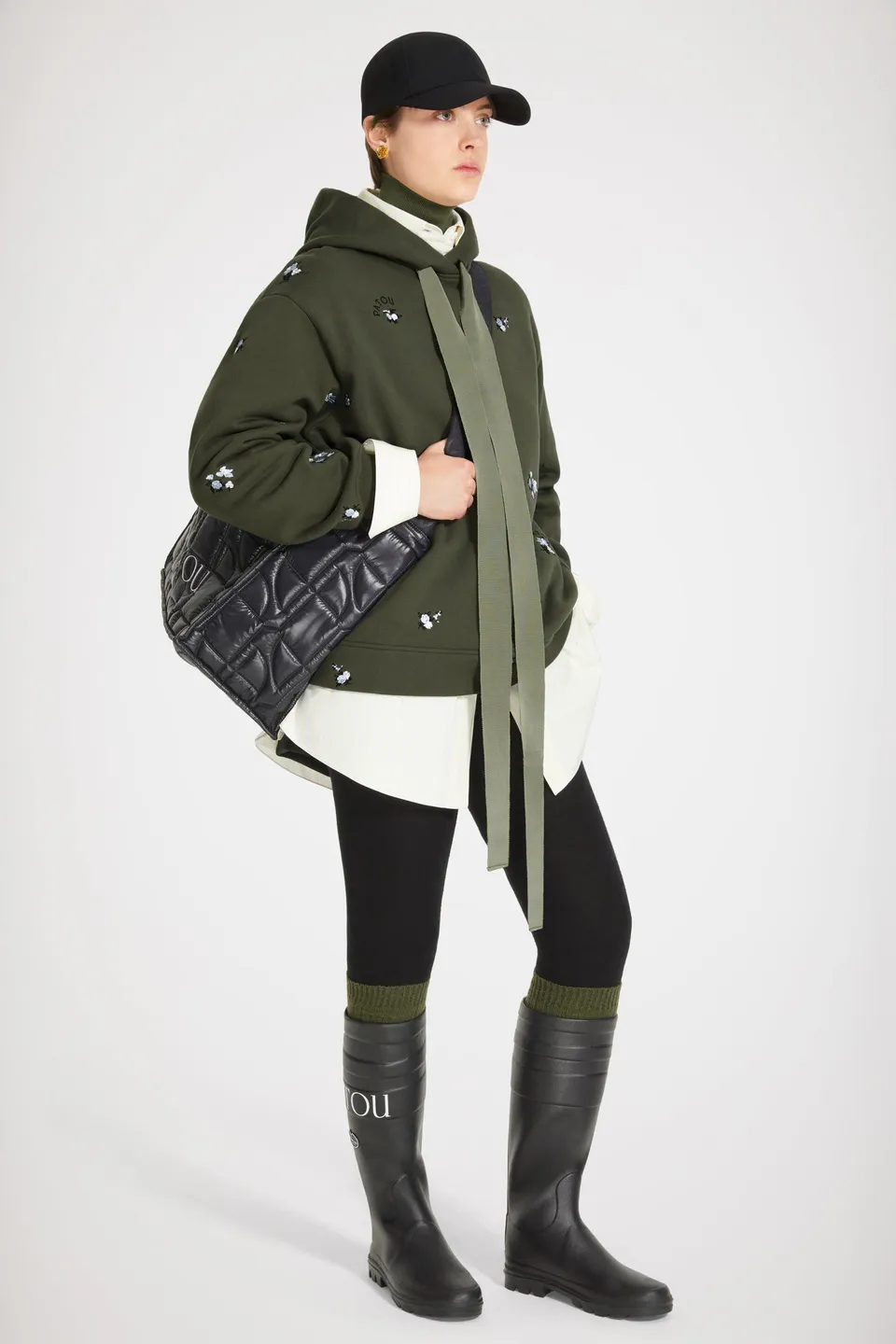 Patou JE053 sweat à capuche coton bio kaki brodé