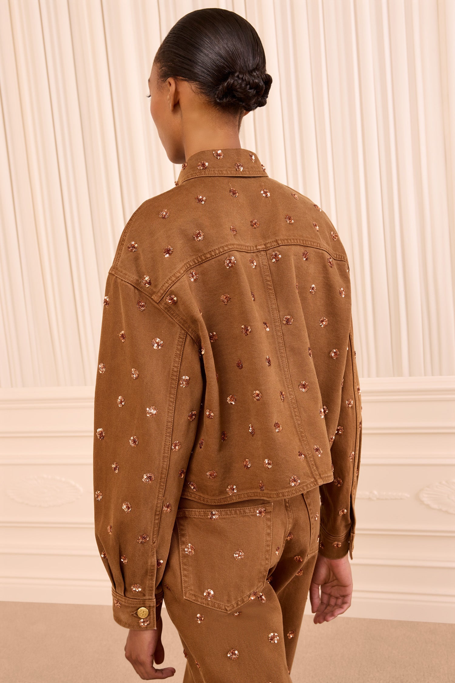 Ulla Johnson Bobbi UJ9905055 veste jean Umber brodée