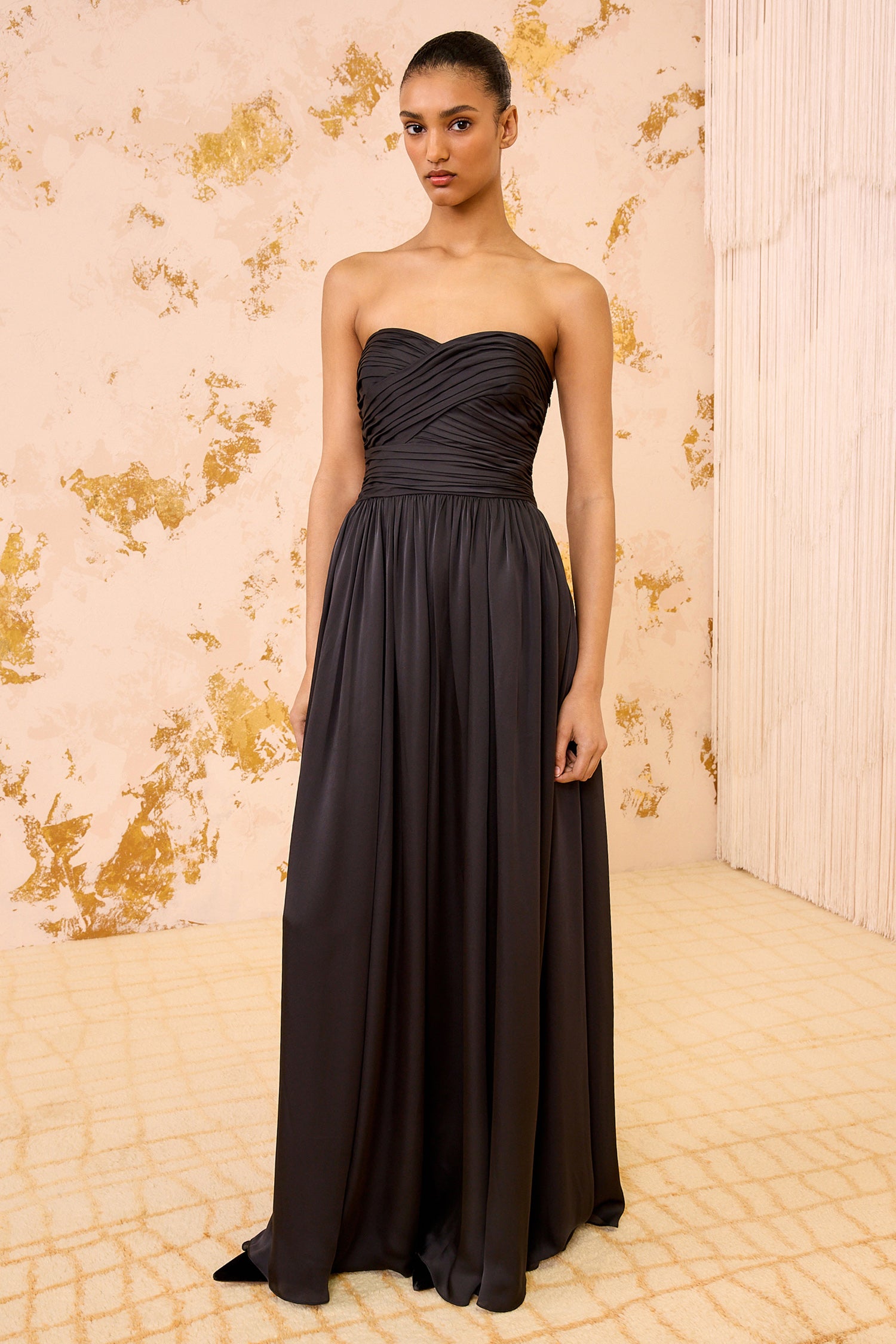 Ulla Johnson Anastasia robe bustier Noir soie longue