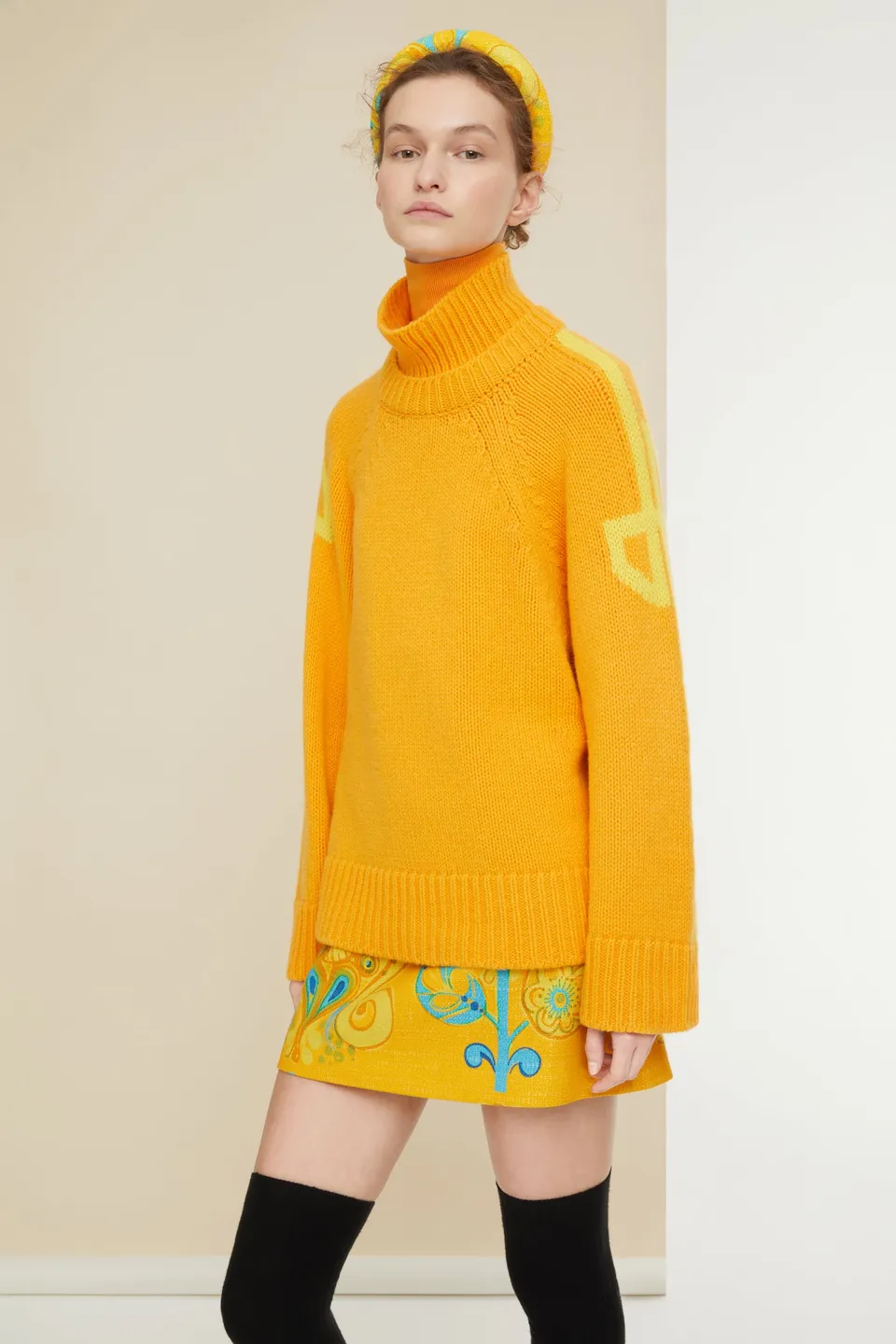 Patou SK021 A21SK02100885033 mini jupe tweed imprimé jaune