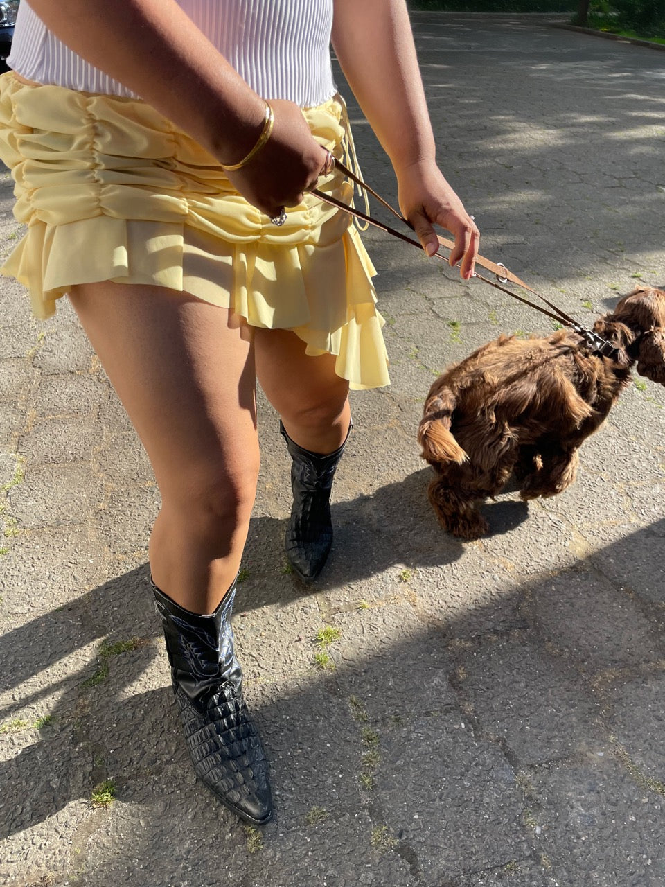 Ester Manas Mini Skirt jupe jaune beurre froncée 34/44
