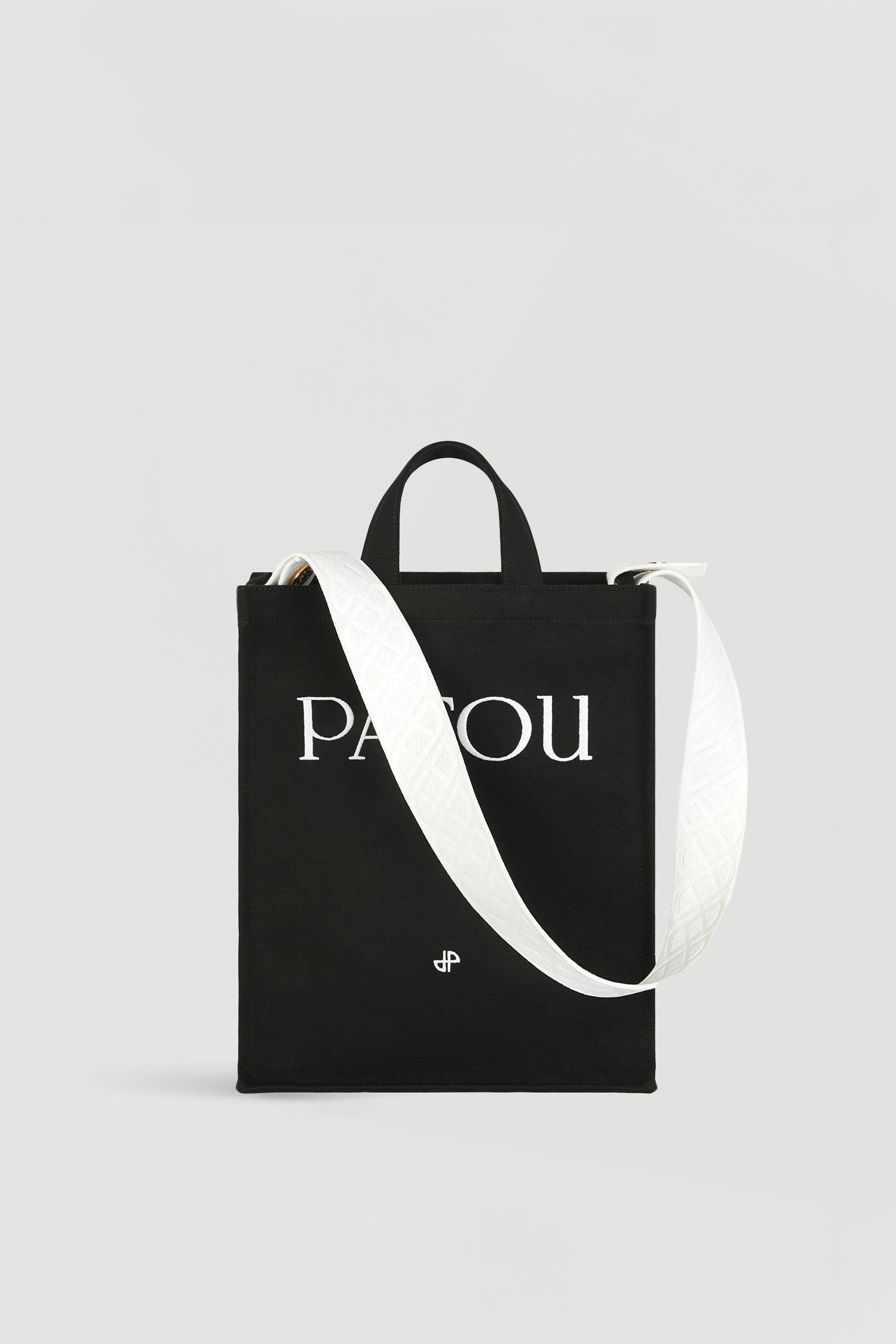 Patou AC062 tote toile coton noir vertical logo