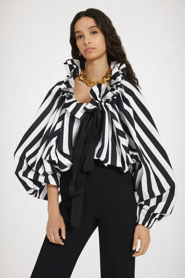 Patou Iconic P24TO017 top coton Mix Black Large Stripes