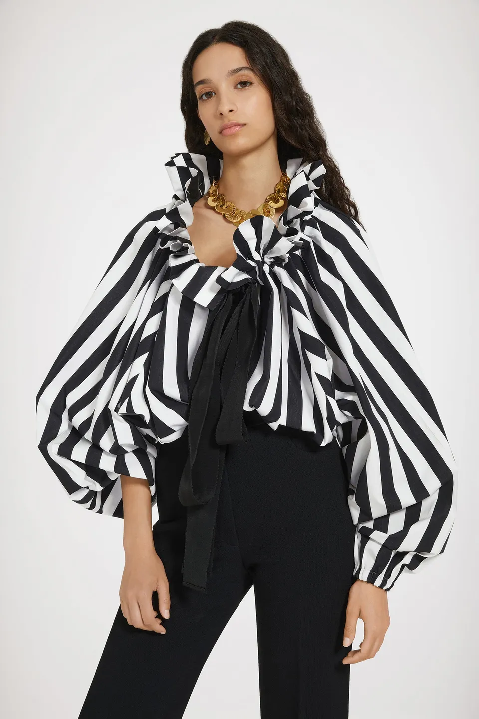 Patou Iconic P24TO017 top coton Mix Black Large Stripes