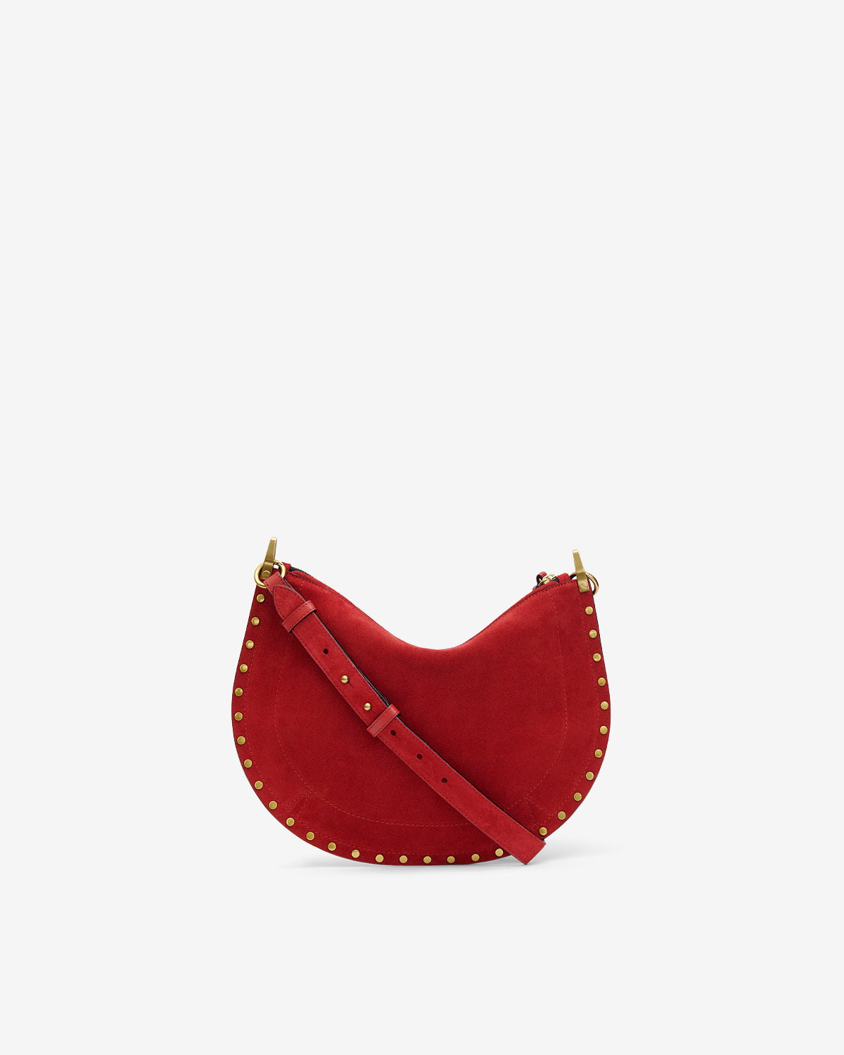 Isabel Marant Oskan Soft Zip sac cuir velours rouge écarlate