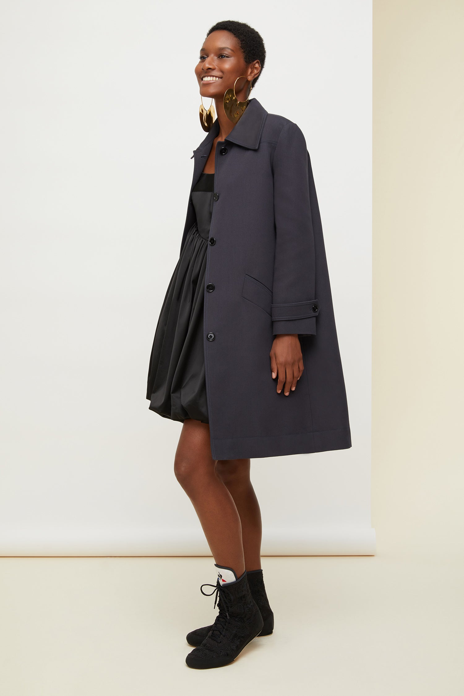 Patou P20CO0040025960A manteau gabardine Storm volant