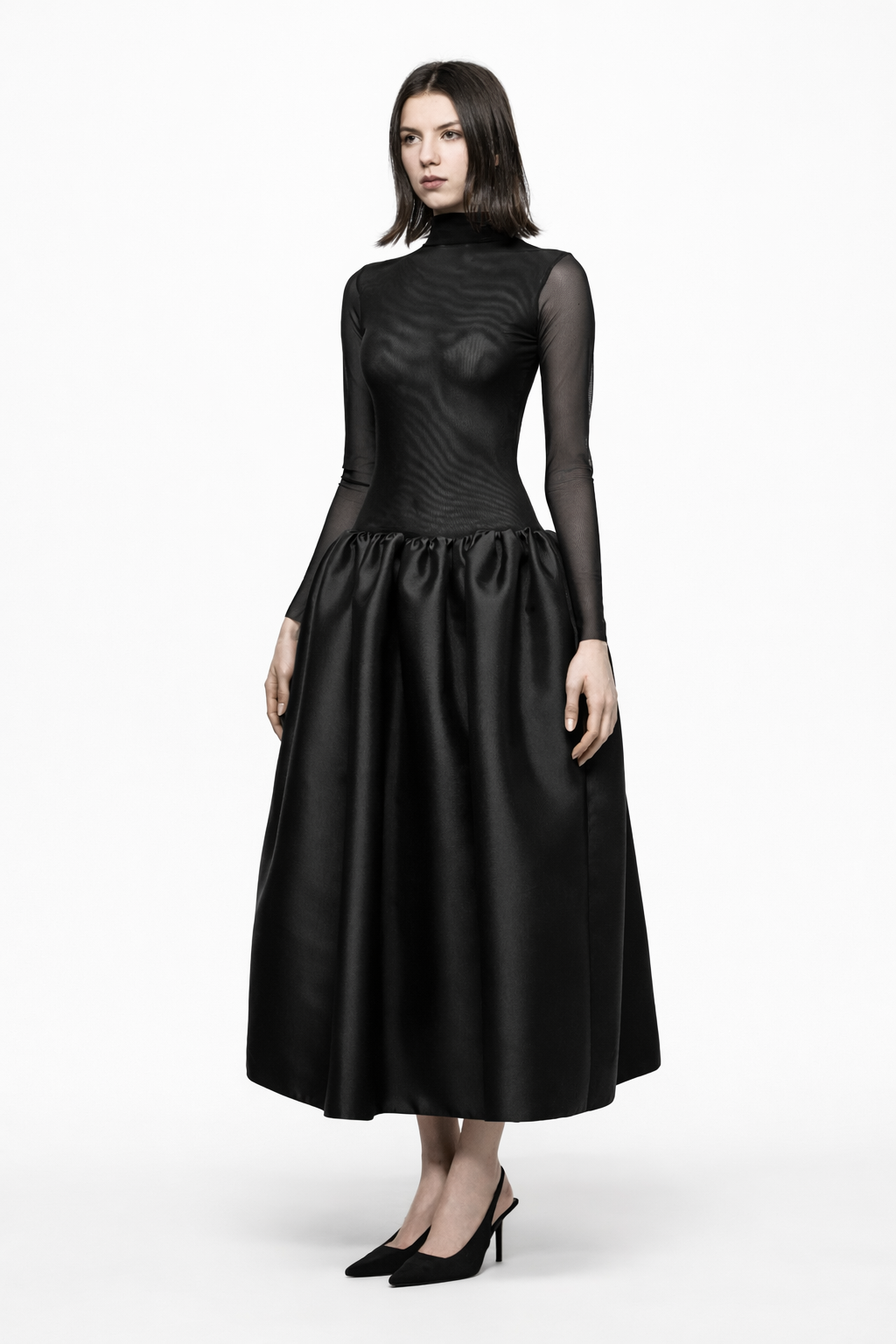 ATU Body Couture Midi Robe tulle noir midi taffetas taille S