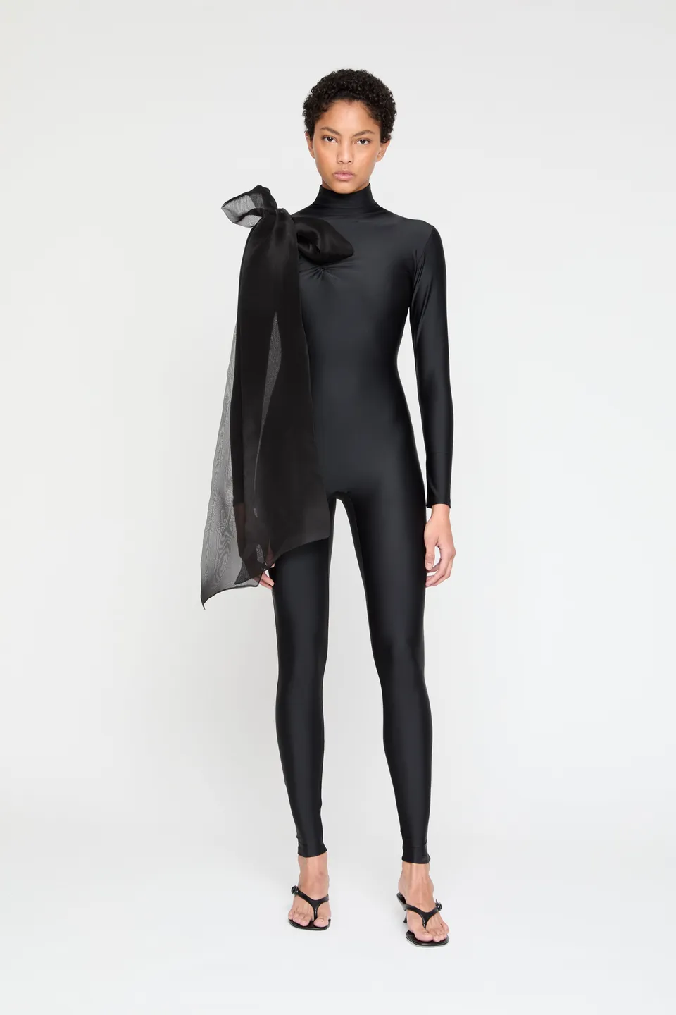 ATU Body Couture Catsuits Luna combinaison noire nœud soie S