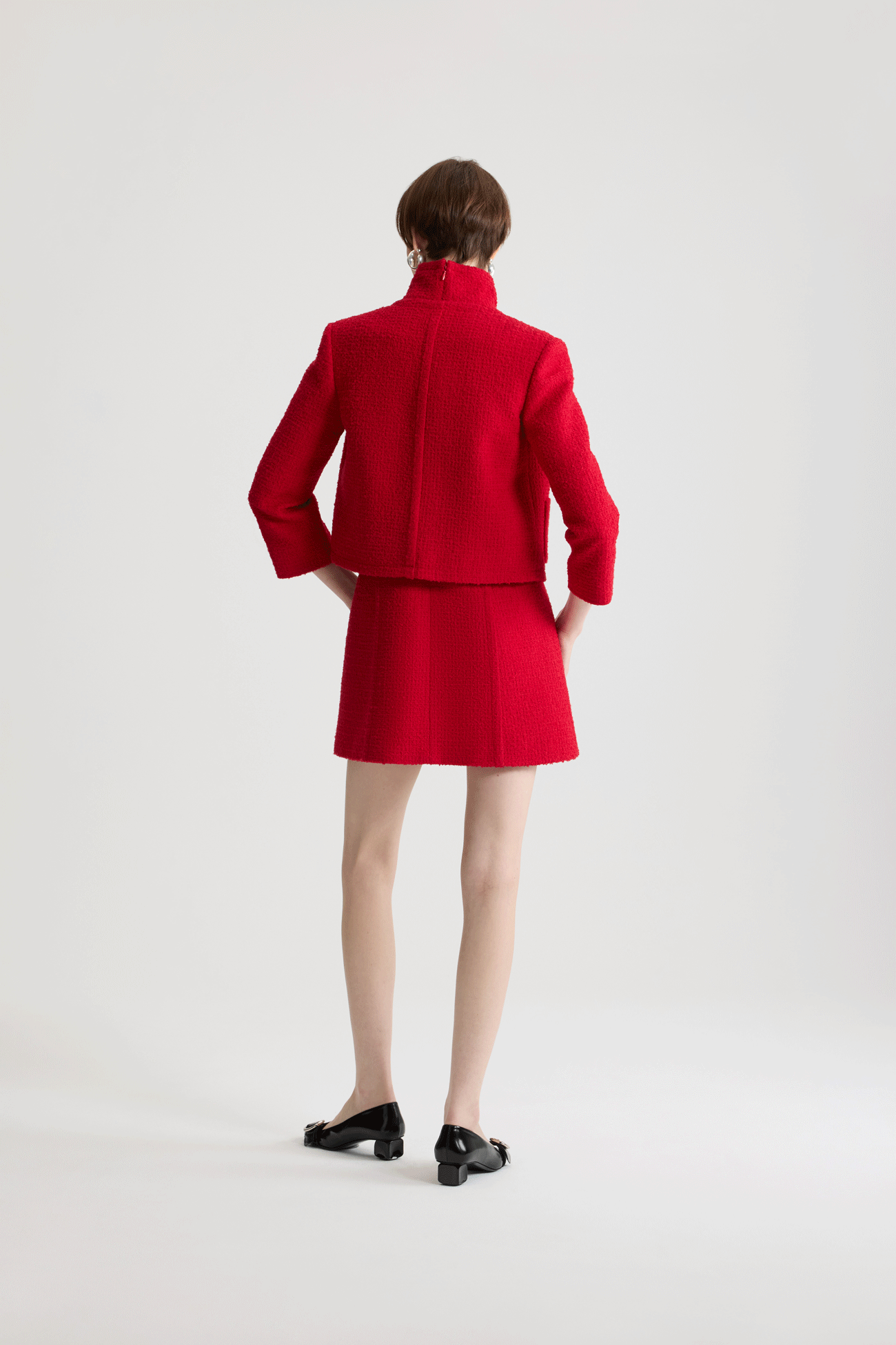 Patou JA0620223312L veste courte tweed rouge Scarlet