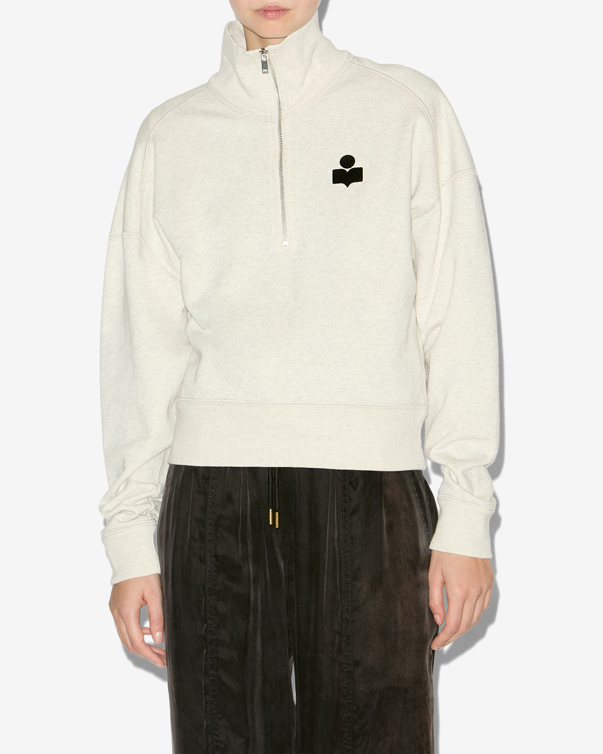 Isabel Marant Ross sweatshirt écru col montant zip