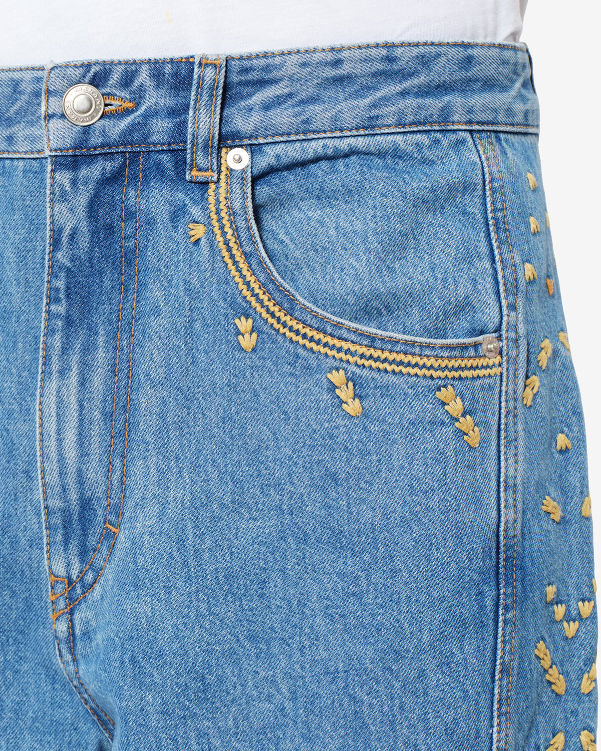 Isabel Marant Jorian jean bleu clair 27 barrel brodé