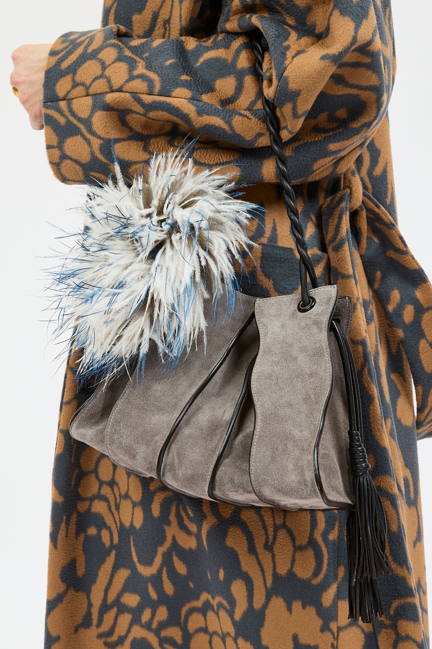 Ulla Johnson Adria Shoulder Bag Dove sac daim gris