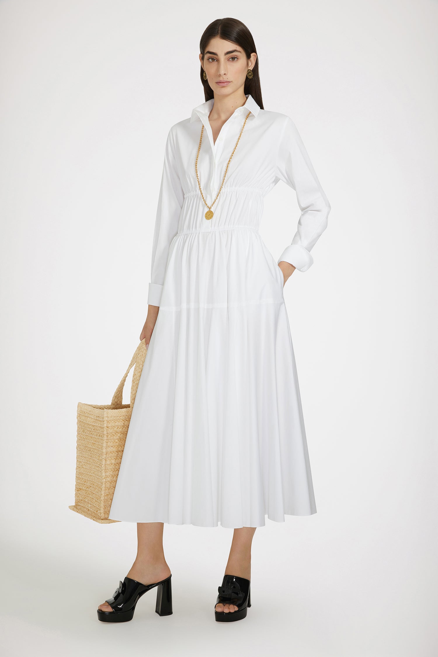 Patou DR135 robe chemise coton blanc maxi 34-44