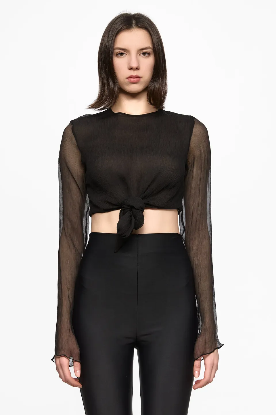 ATU Body Couture Black TETHER Top haut noir soie taille S