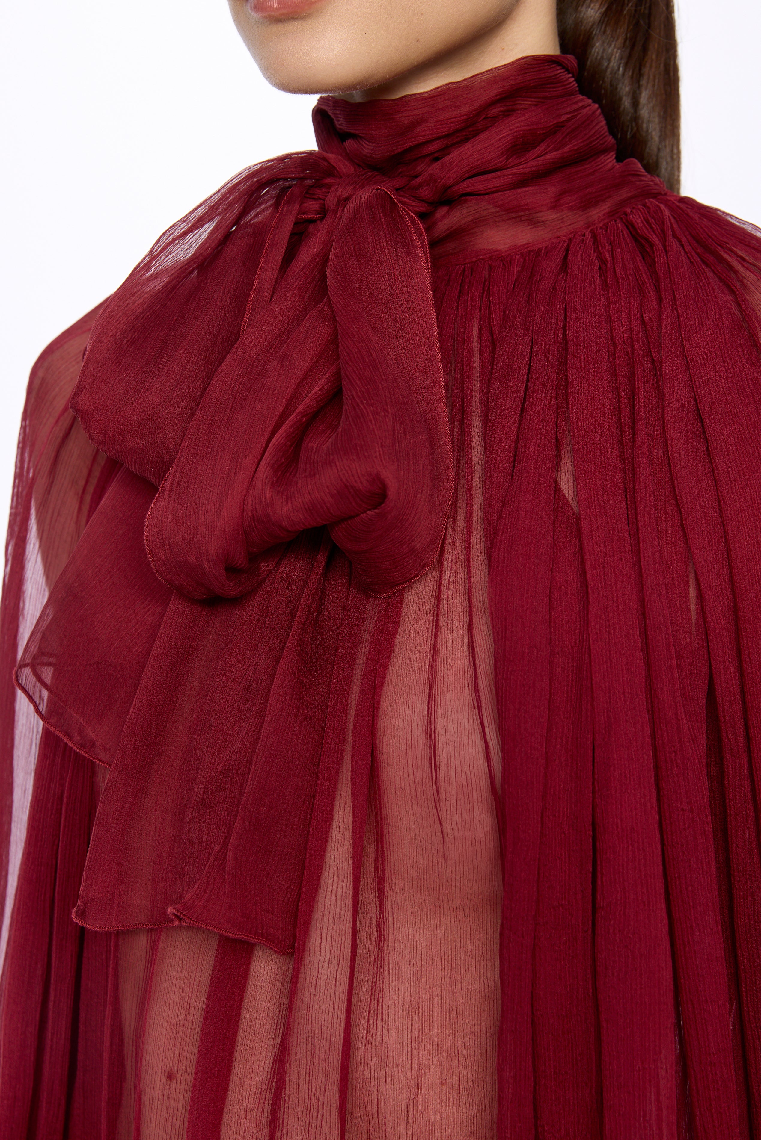 ATU Body Couture Silk chemisier soie bordeaux foulard