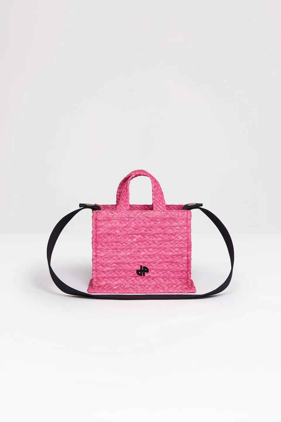 Patou Small JP tote sac raphia rose bégonia TU