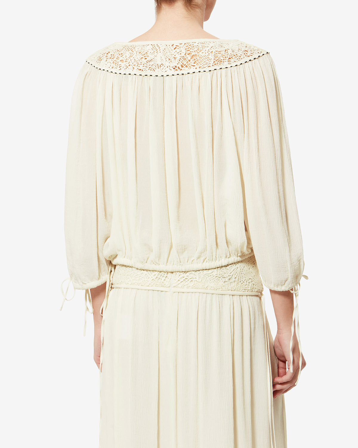 Isabel Marant Nelida HT0906FA top soie écru guipure