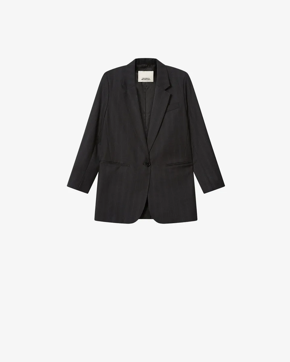 Isabel Marant Nerix veste tailleur laine anthracite carreaux