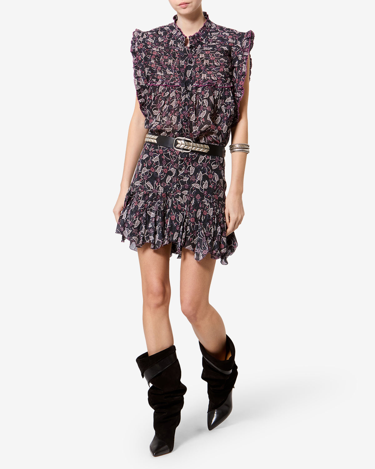 Isabel Marant Dersia HT0948FA top Noir/Framboise coton