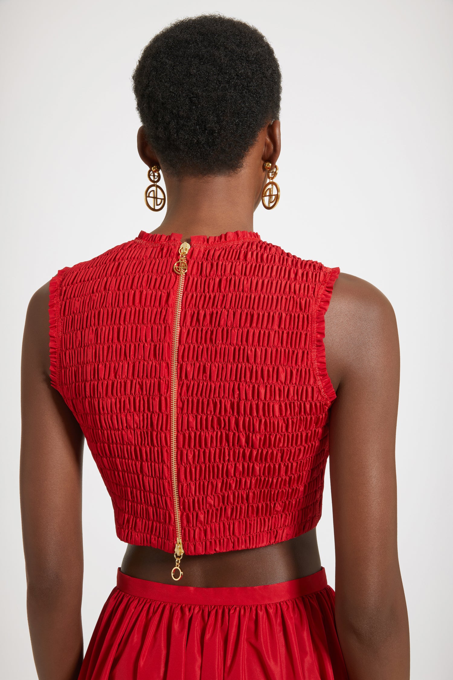 Patou TO037 crop top smocké faille rouge 34 haut