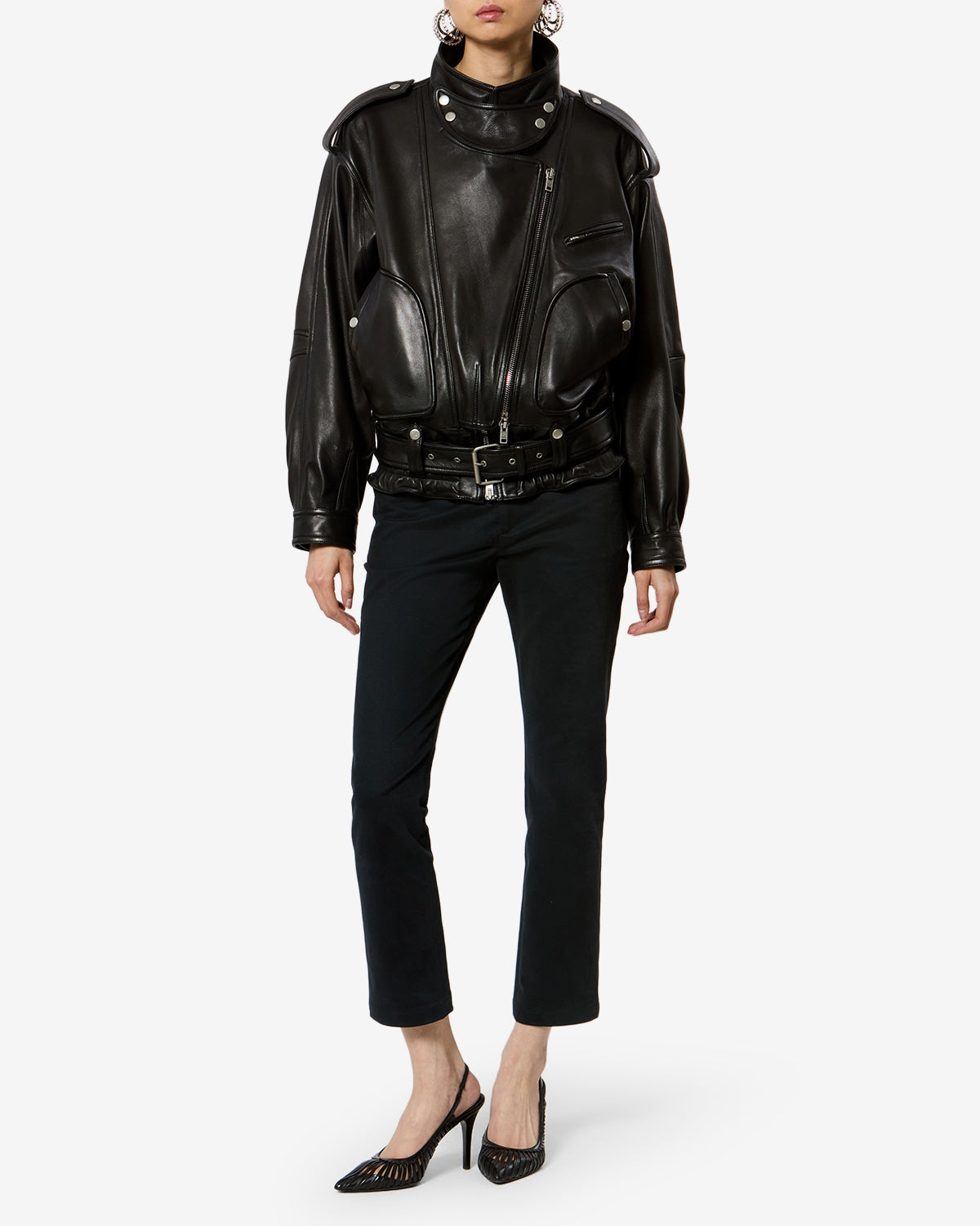 Isabel Marant Farza veste cuir agneau noir
