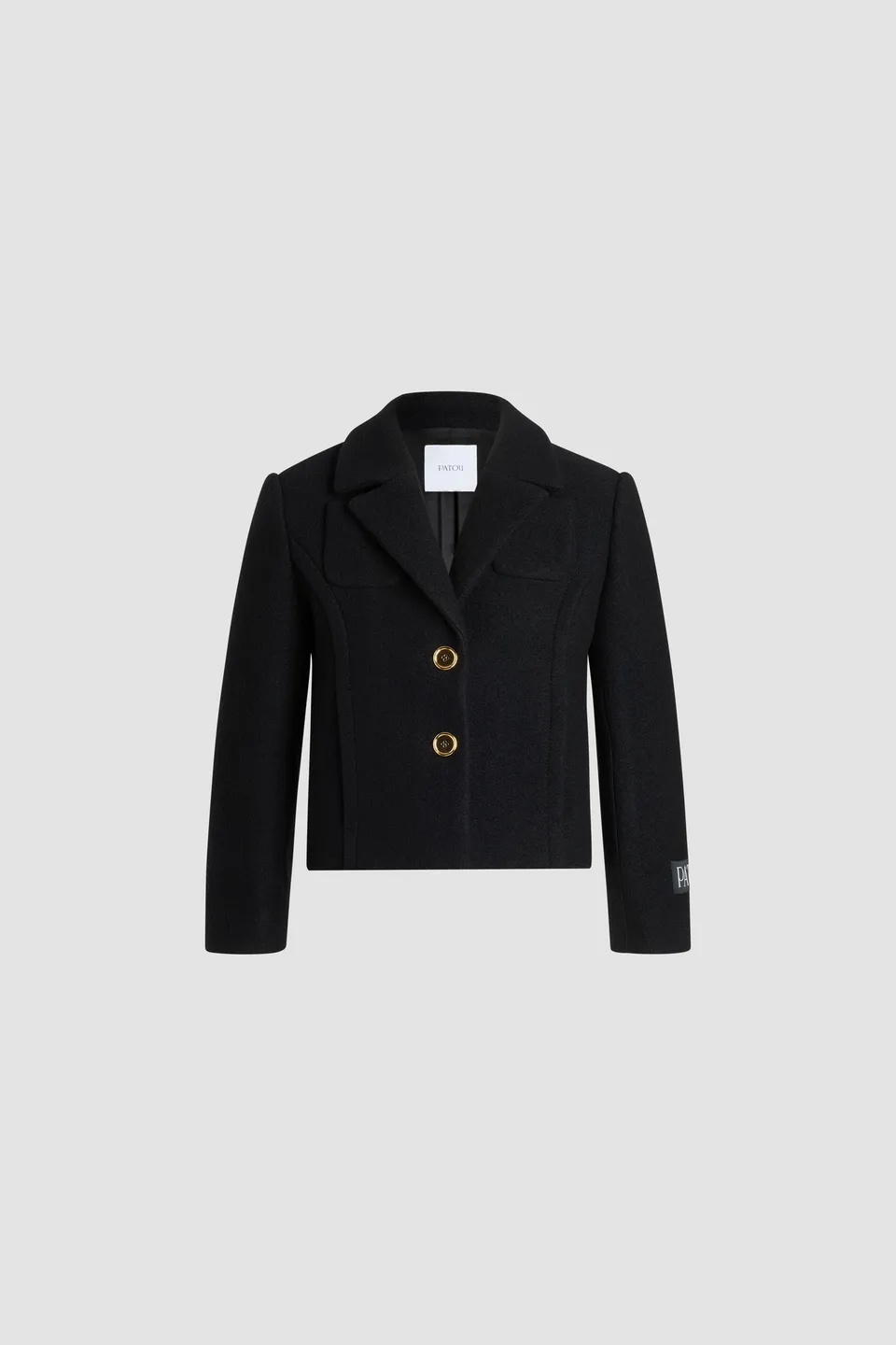 Patou JA046 veste tailleur courte noire laine bouillie