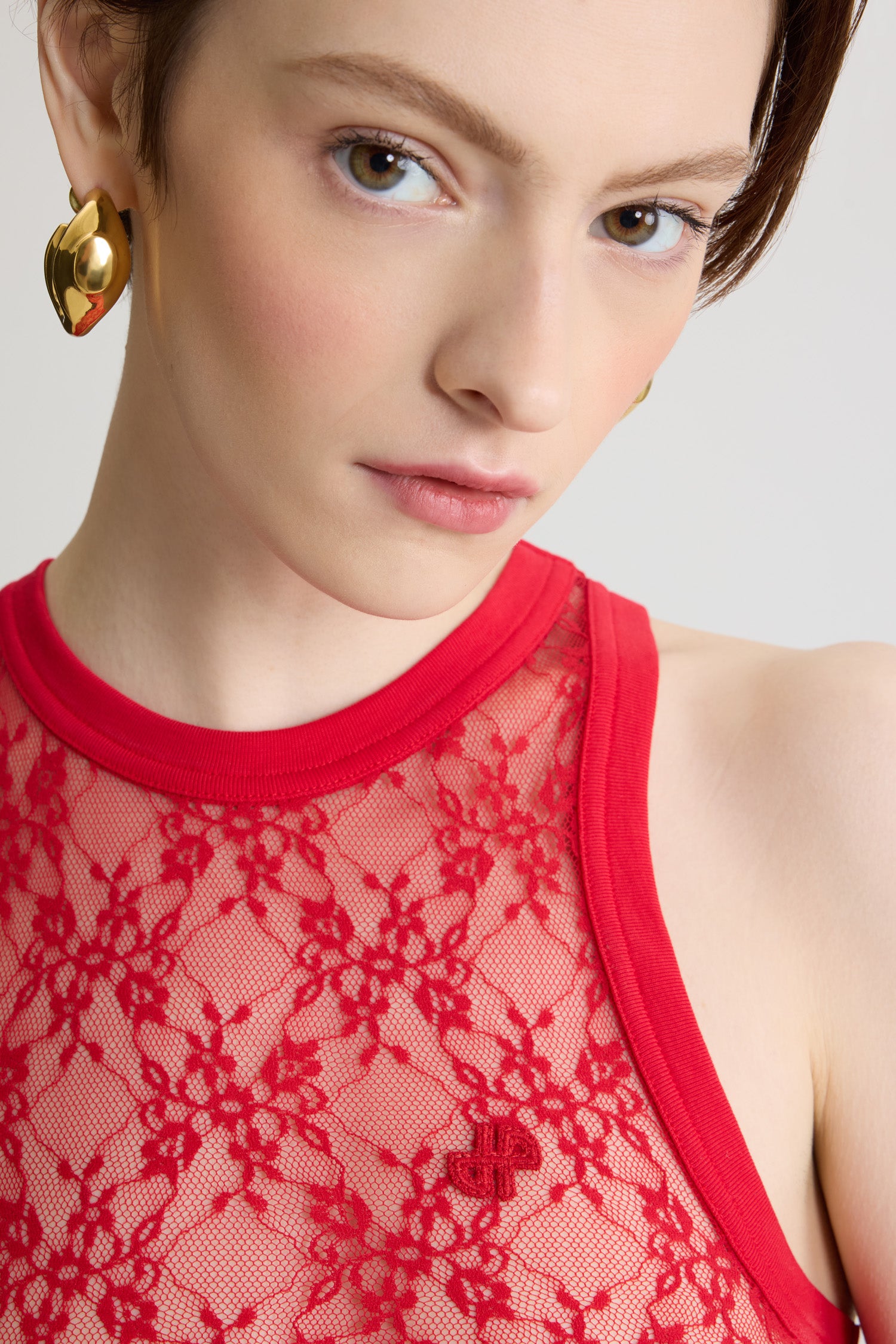 Patou Tank Top Jersey Dentelle Rouge Babylone