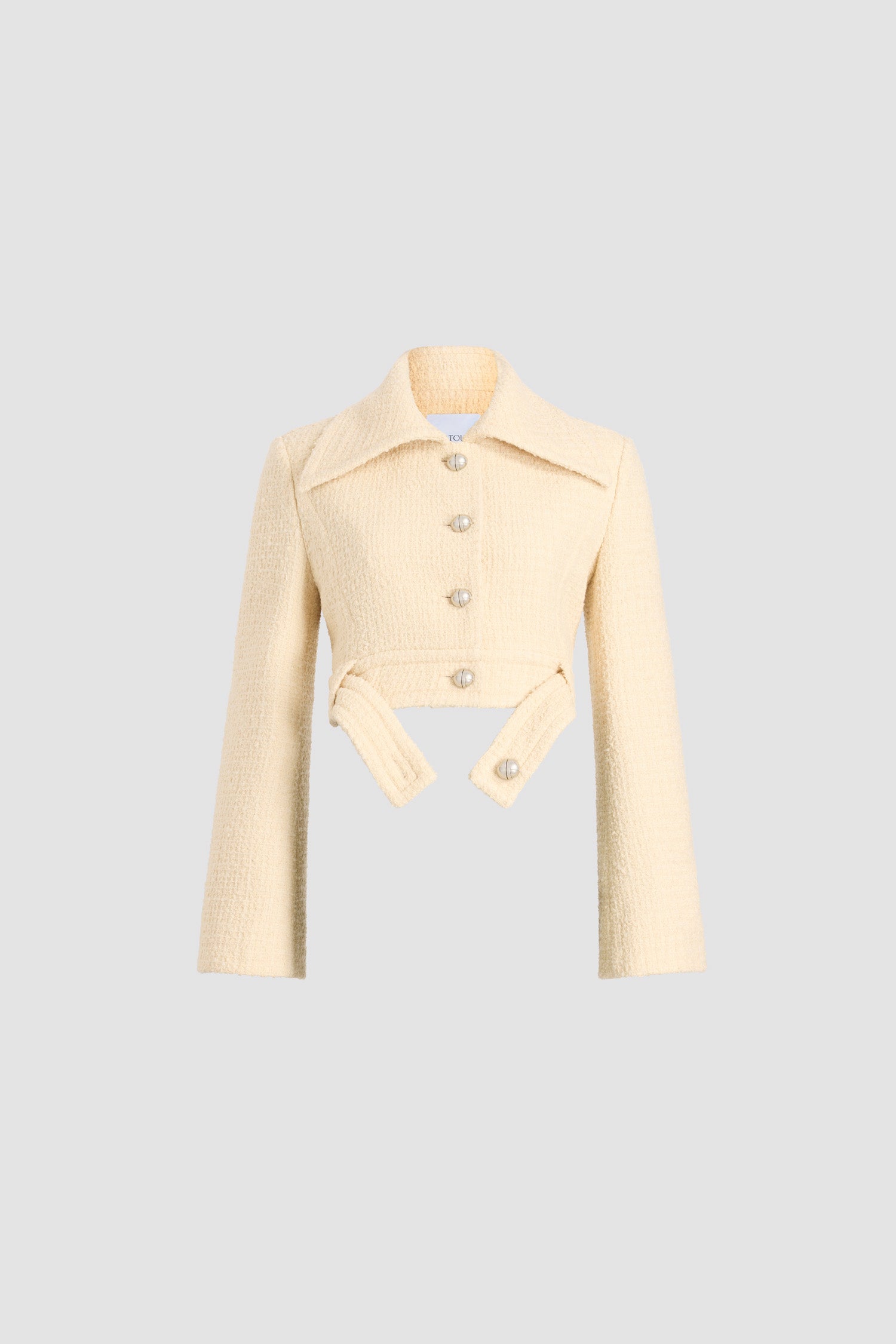 Patou JA0630223097L veste tweed blanche ceinturée courte