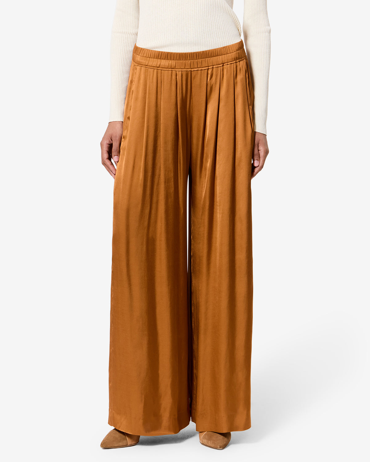 Isabel Marant Nolia PA0716FA pantalon satin caramel