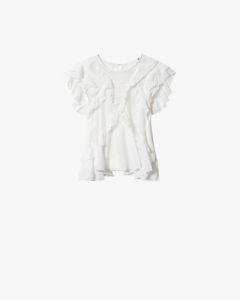 Isabel Marant Nalou top voile coton blanc